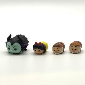 Disney Tsum Tsum Lot of 4 from Snow White, Size Medium & Large, EUC